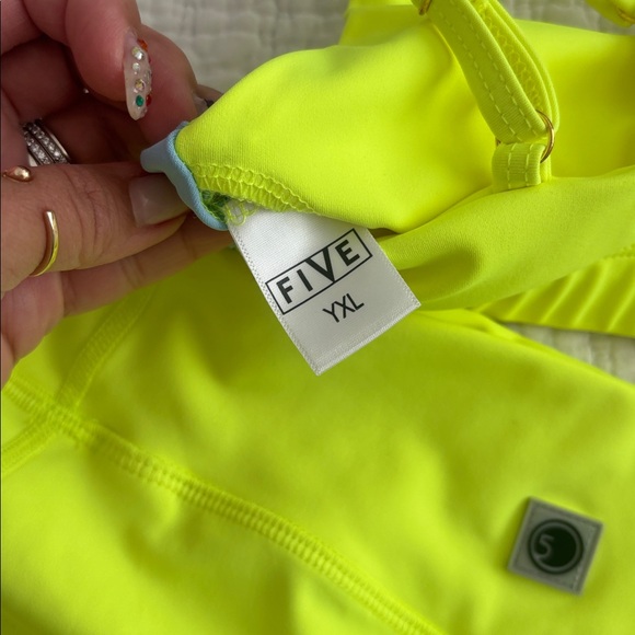 Neon Yellow and Blue Dance Bra and Shorts Set - Picture 3 of 4